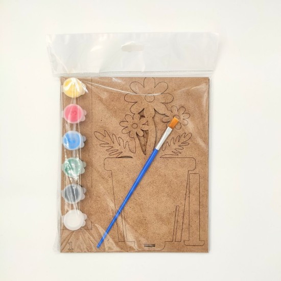 Ahşap Kalemlik Boyama Seti — Çiçek Figürlü