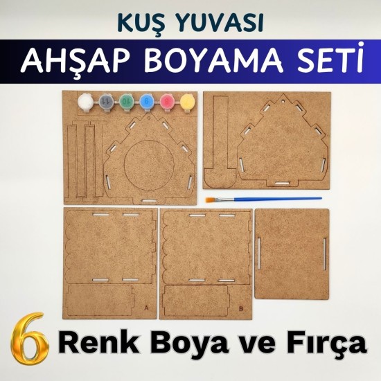 Ahşap Kuş Yuvası Boyama Seti