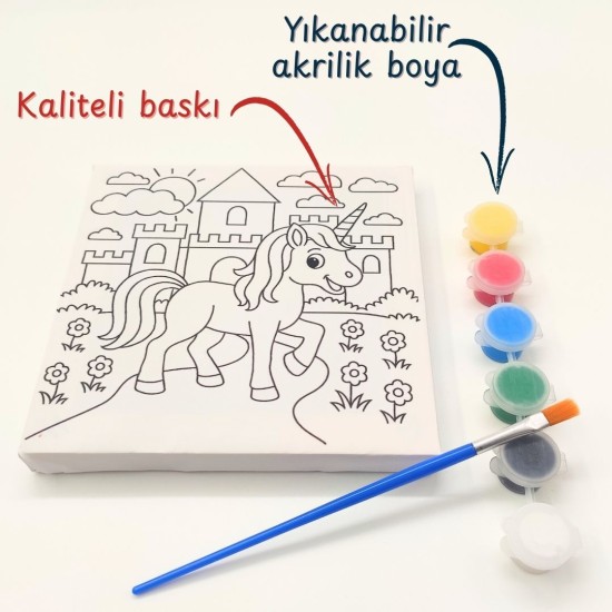 Tuval Boyama Seti — Unicorn Figürlü