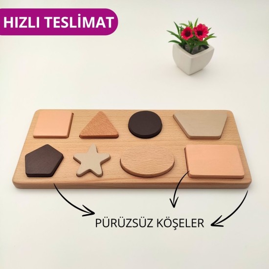 Montessori Geometrik Şekiller Bultak Yapboz