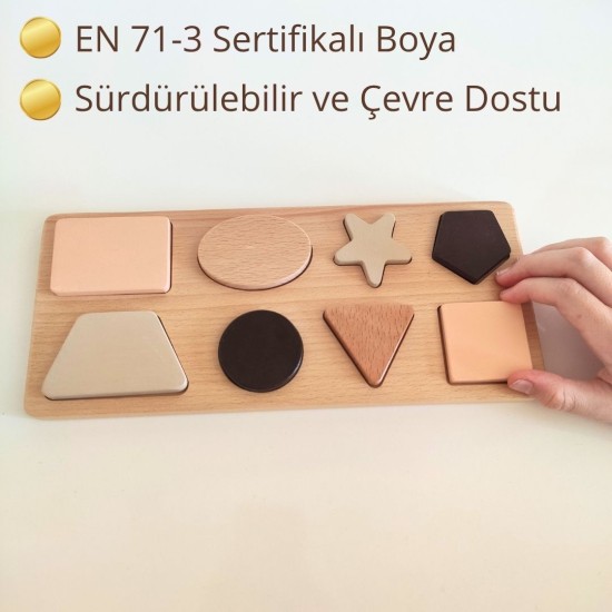 Montessori Geometrik Şekiller Bultak Yapboz
