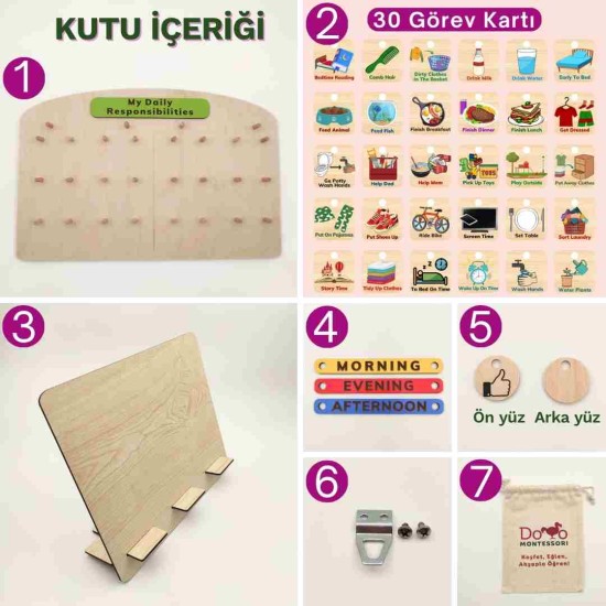 Montessori Günlük Görev Tablosu - SET 2 Montessori Günlük Görev Tablosu - SET 2